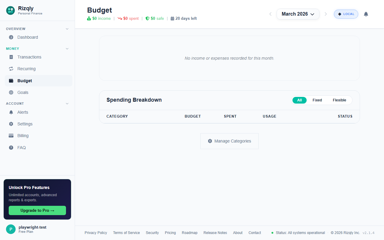 Budget Tracking Dashboard
