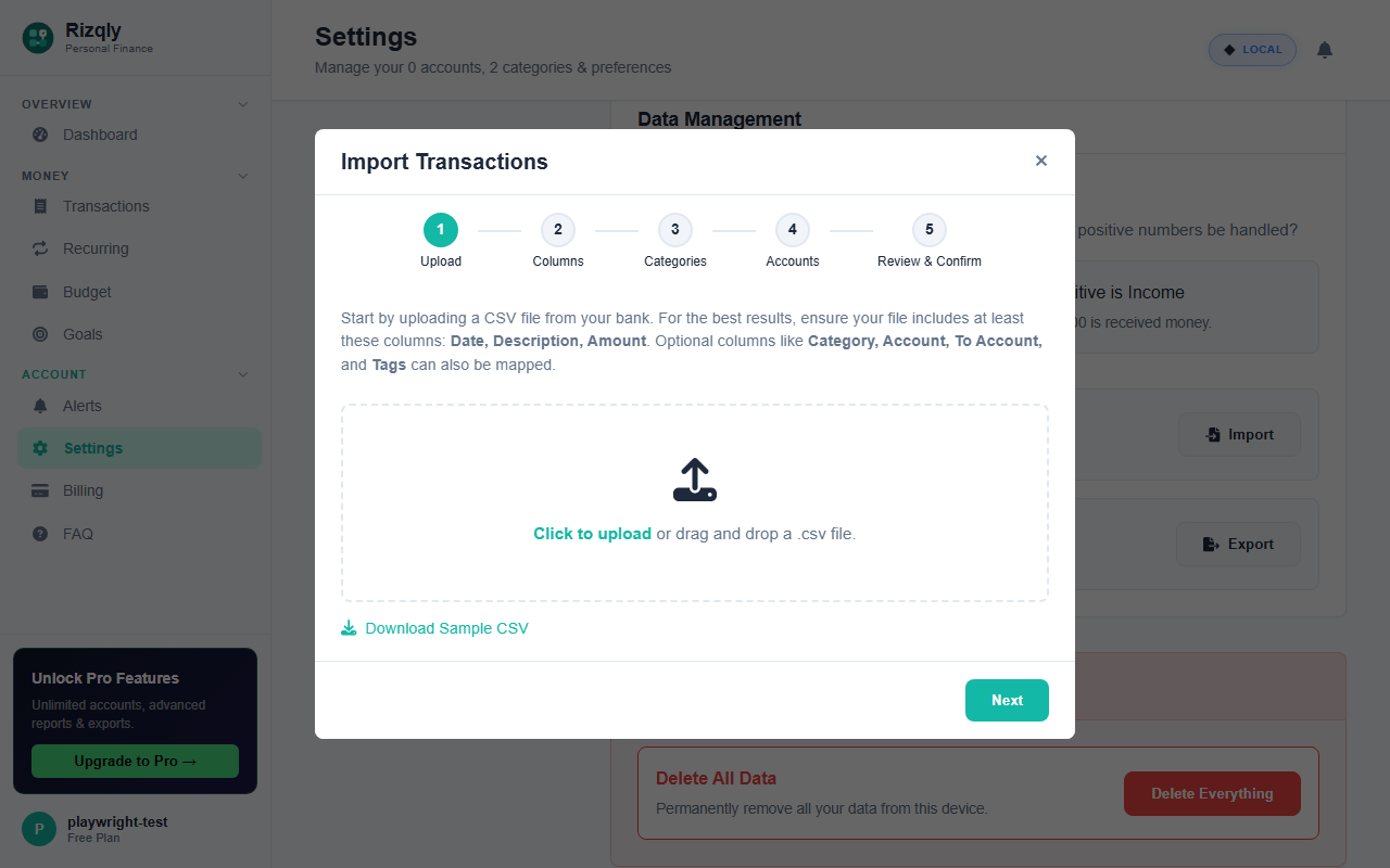 CSV Import and Export
